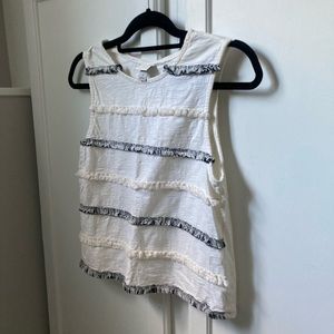 Target A New Day Women's Cream Ivory Fringe Sleeveless Top - Size S